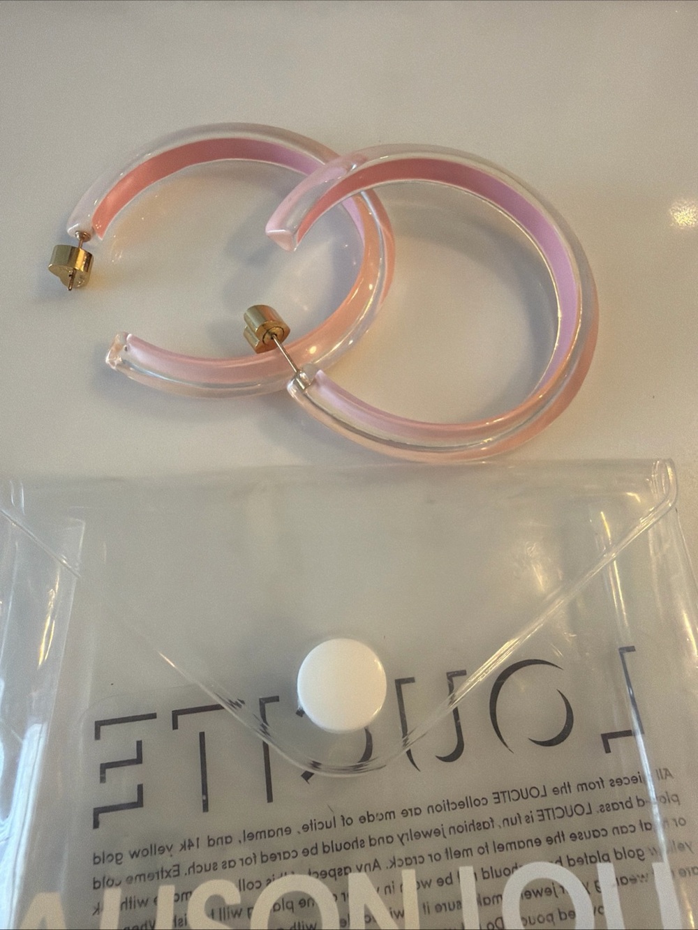 Alison Lou Jelly Lucite Pink Hoop Earrings